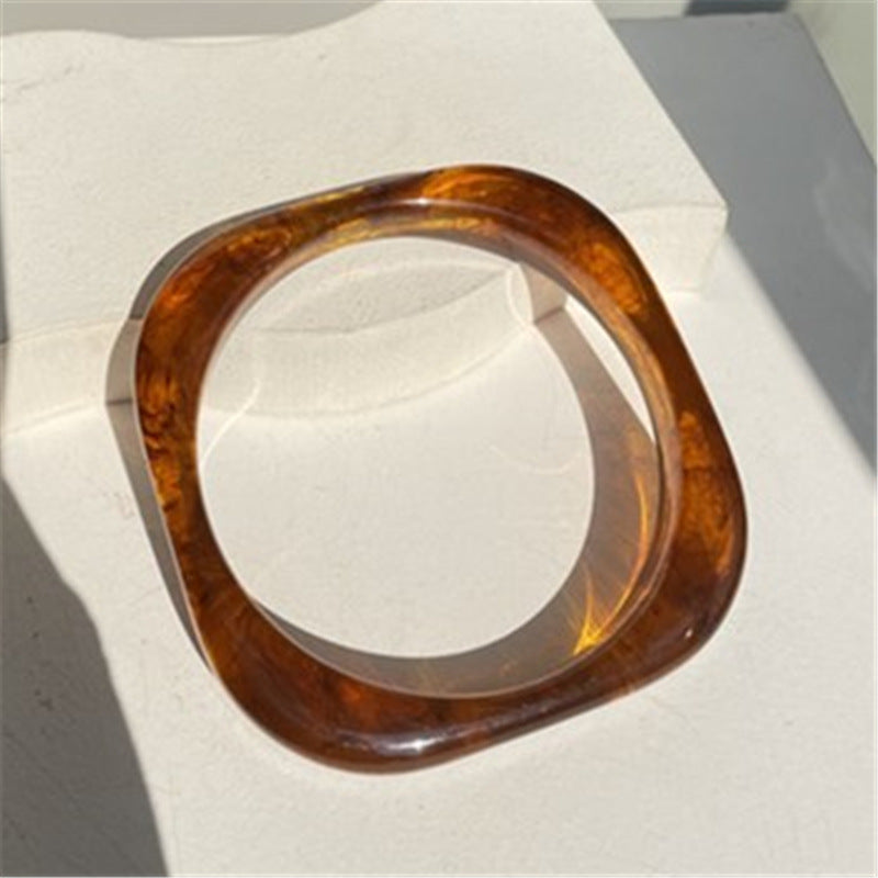 Francesca Marble Resin Bracelet - Square Tortoiseshell (Narrow) [MPN24Z6M]