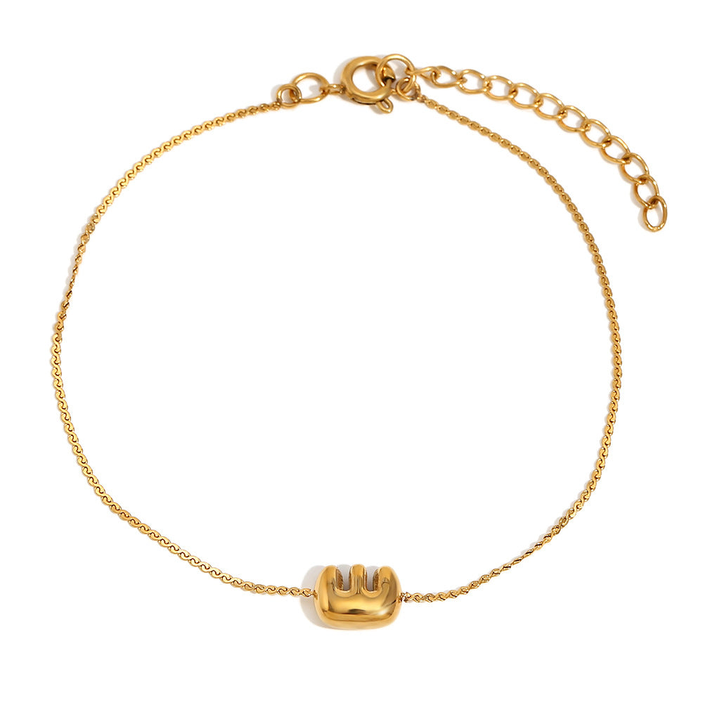 Ilah Bubble Letter Chain Bracelet - Bubble Letter E - Gold [DFKDHD3E]