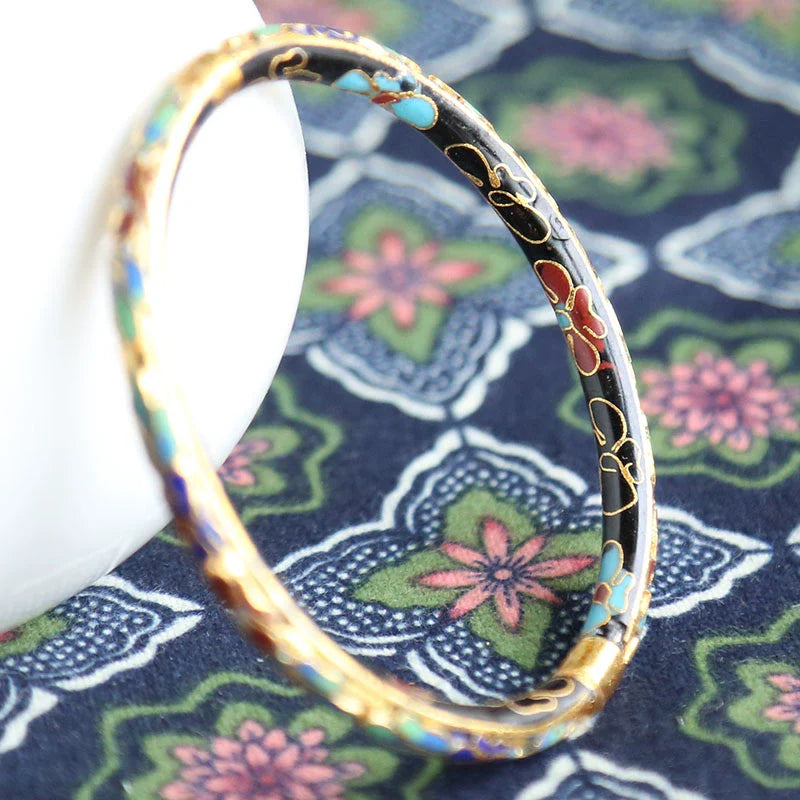 Tianna Vintage Enamel Bracelet - Black