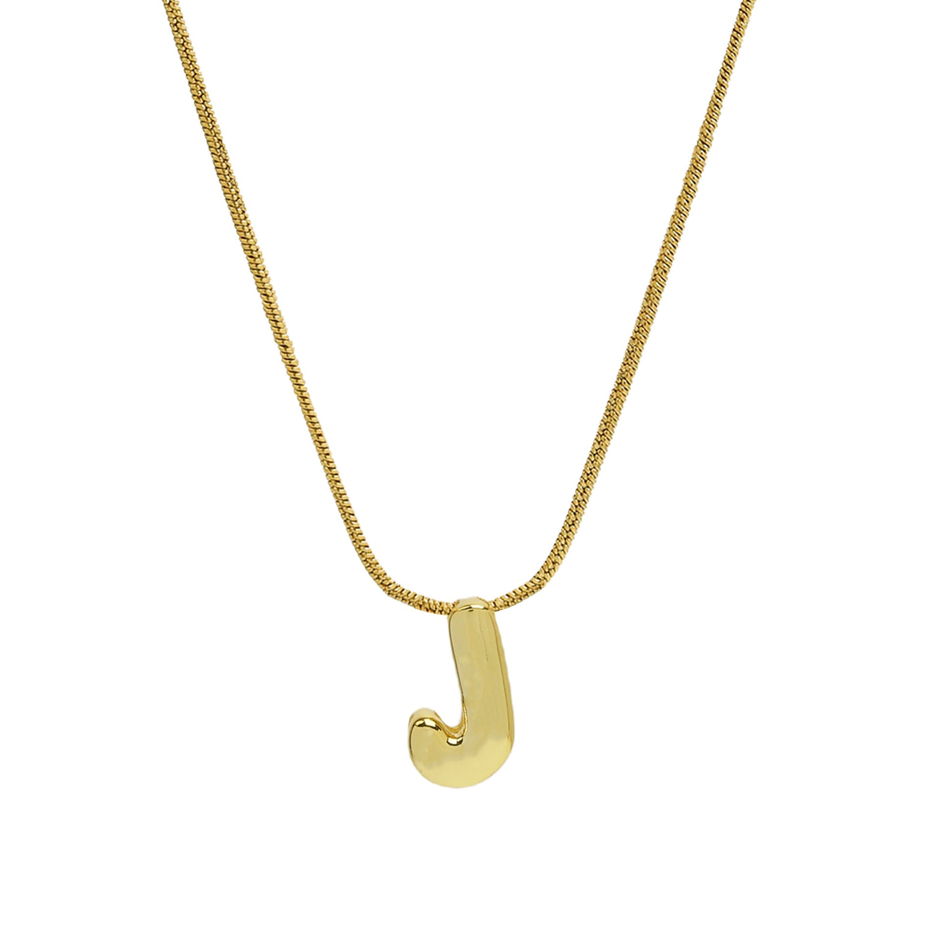 Hallie Initial Snake Chain Necklace - J Letter Necklace [MFNDKVFM]