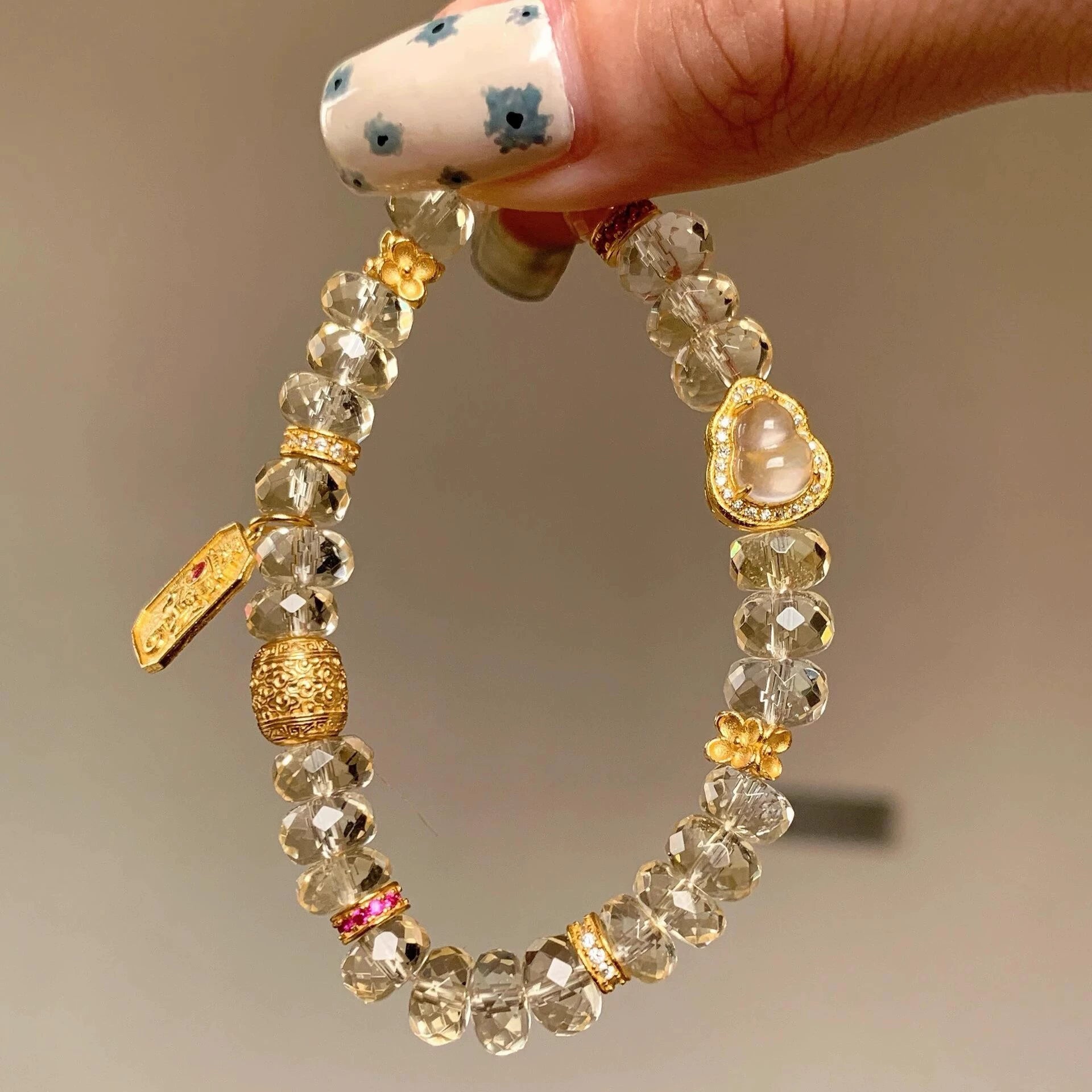 Vianna Gourd Charm Bracelet - White Crystal [77V8MJIZ]
