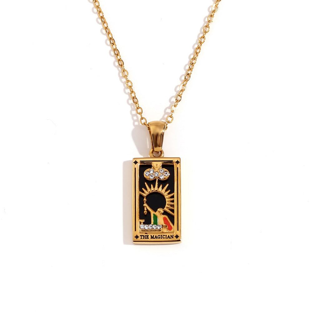 Avalyn Tarot Pendant Necklace - Gold - The Magician [O0W1PLWZ]