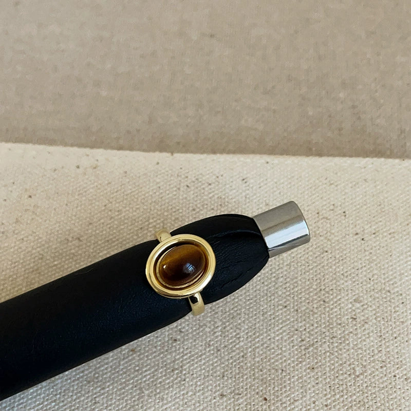 Lindley Golden Tiger Eye Ring - Oval Tiger Eye Ring [7CYP58ET]
