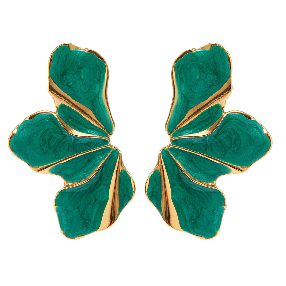 Alaynah Enamel Petal Studs - Green