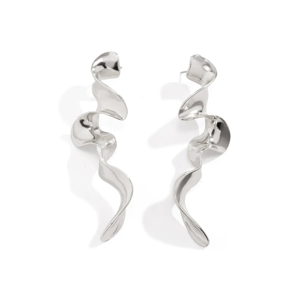 Rey Twisted Metal Drop Earrings - Silver
