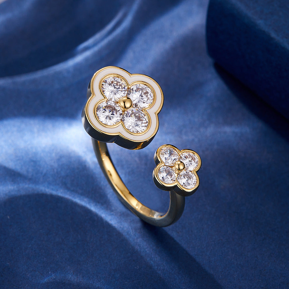 Cattleya Enamel Clover Ring - Style 1 [AYIV1HZ1]