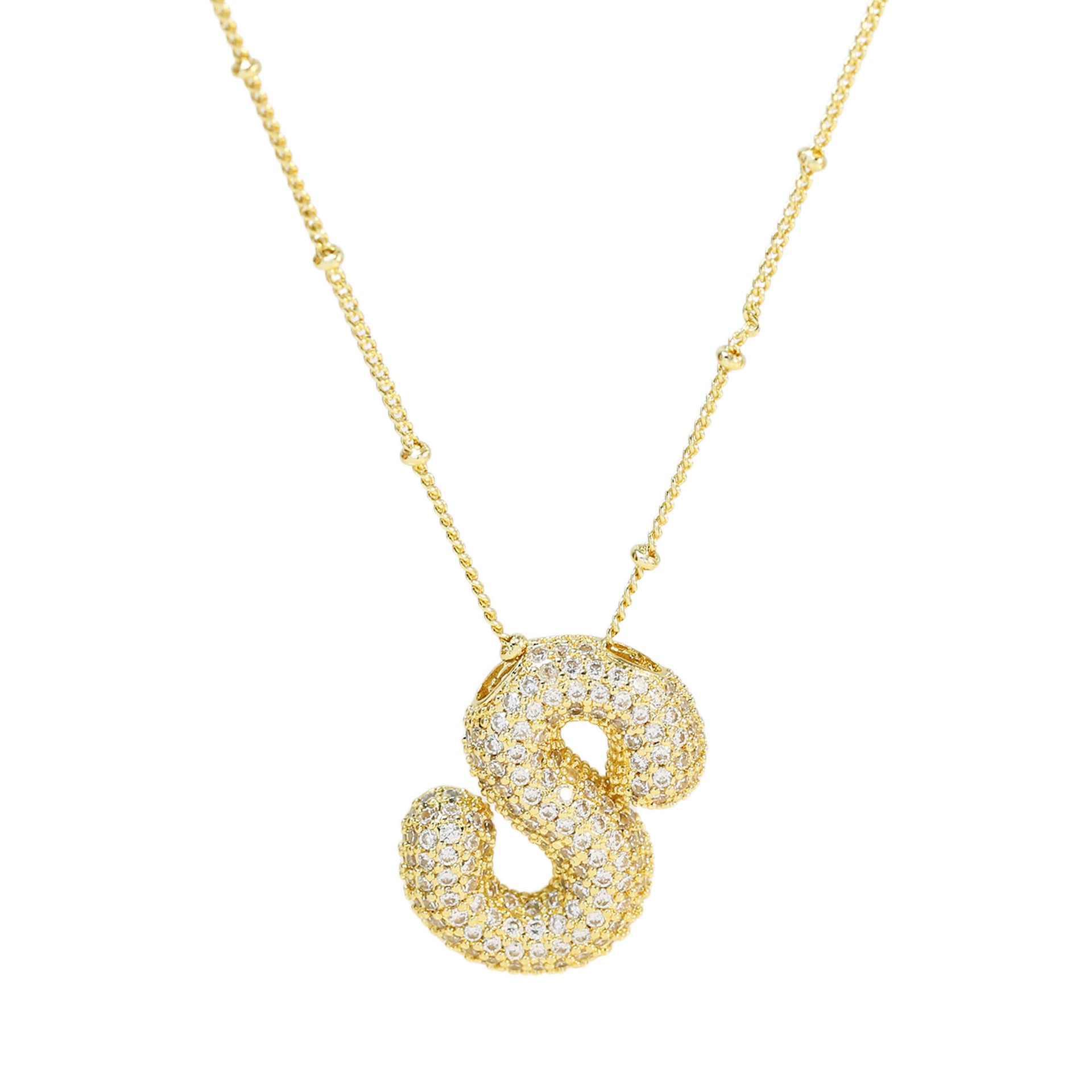Fynlee Bubble Initial Necklace - Gold S [9VMDP5DO]