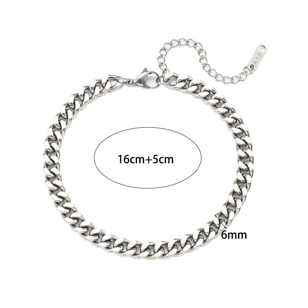 Reilly Sleek Link Bracelet - Steel - 6mm Polished Chain Bracelet [7W762ARG]