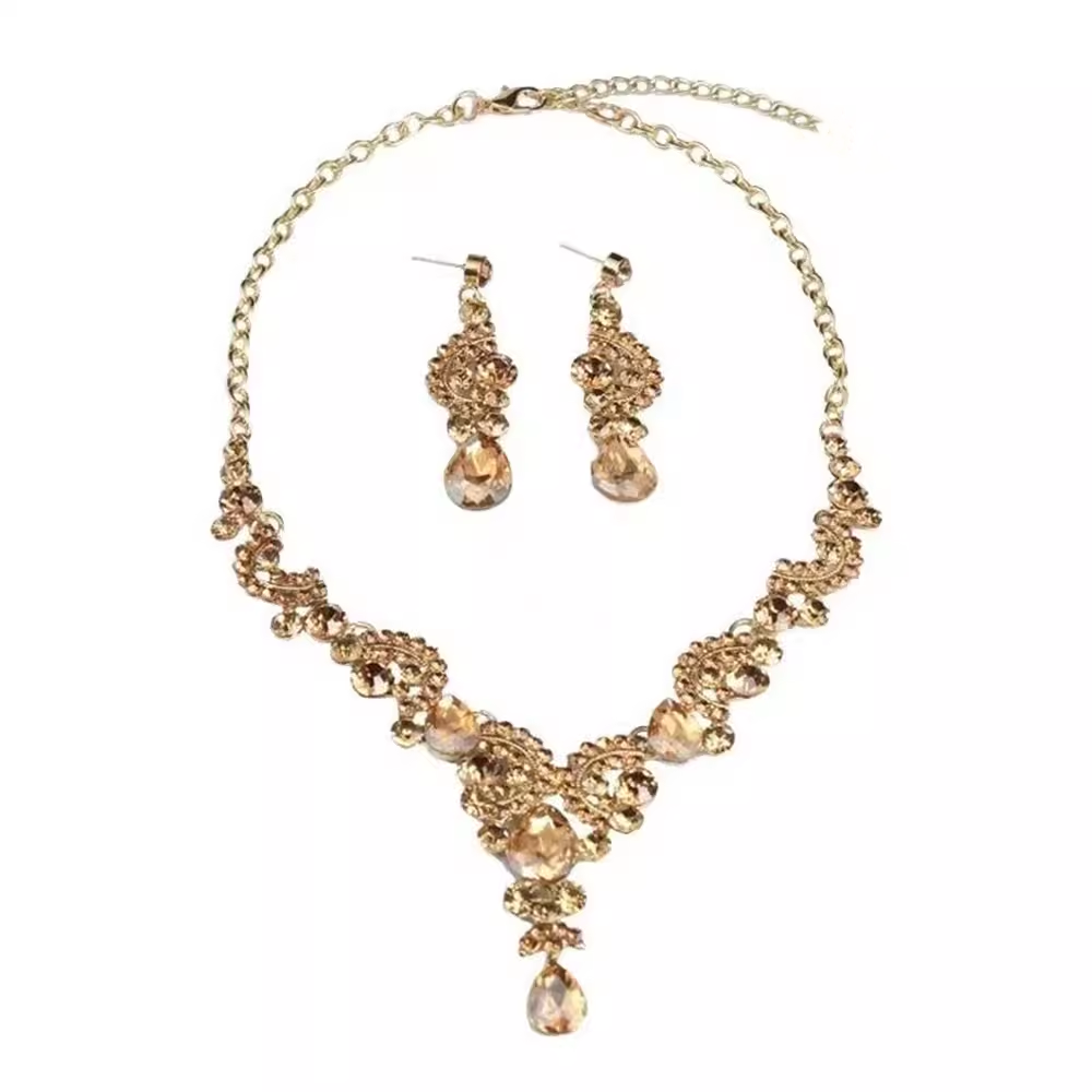 Luci Zircon Flower Necklace - Necklace + Earrings Set
