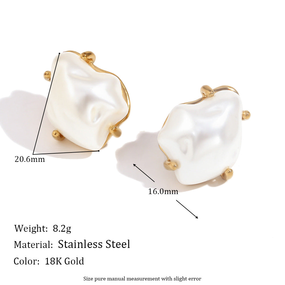 Evette Pearl Starfish Earrings - Baroque Imitation Pearl Stud Earrings - Gold [ZBHG63IC]