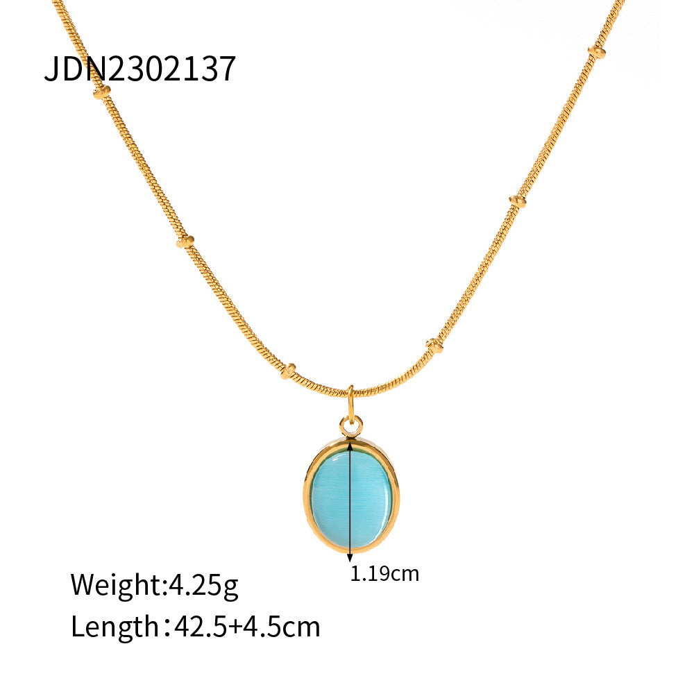 Jewels Iridescent Pendant Necklace - Blue Iridescent Square [352FFWTW]