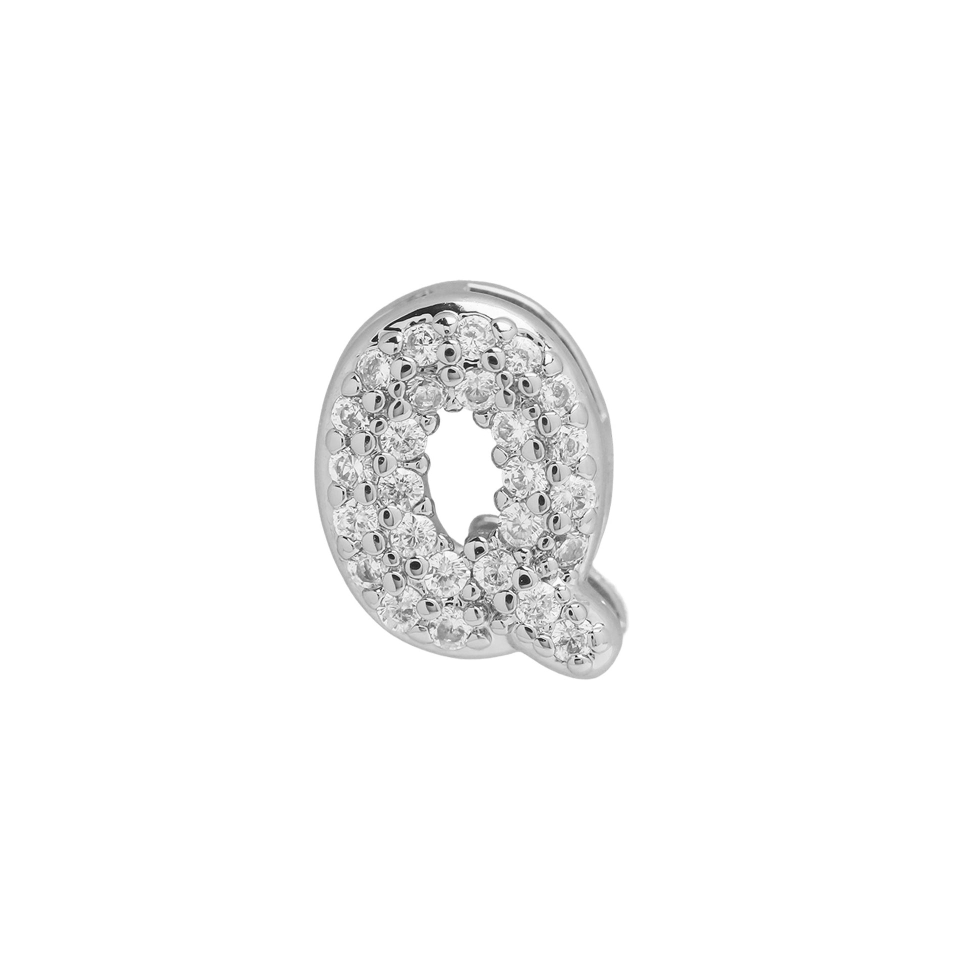 Rosalyn Bubble Letter Necklace - Silver Letter Q Pendant [5KEB3D8J]