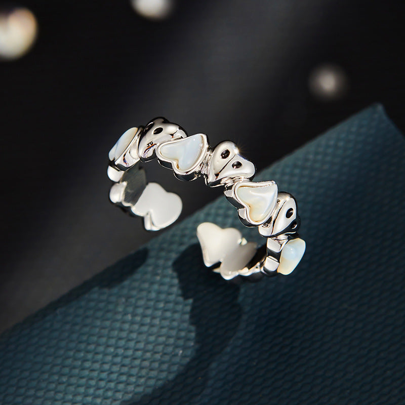 Amada Heart Shell Open Ring - Gold-toned [01JCOZMG]