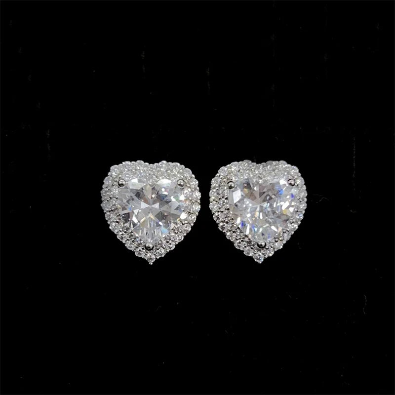 Gisella Colorful Gemstone Heart Studs - White