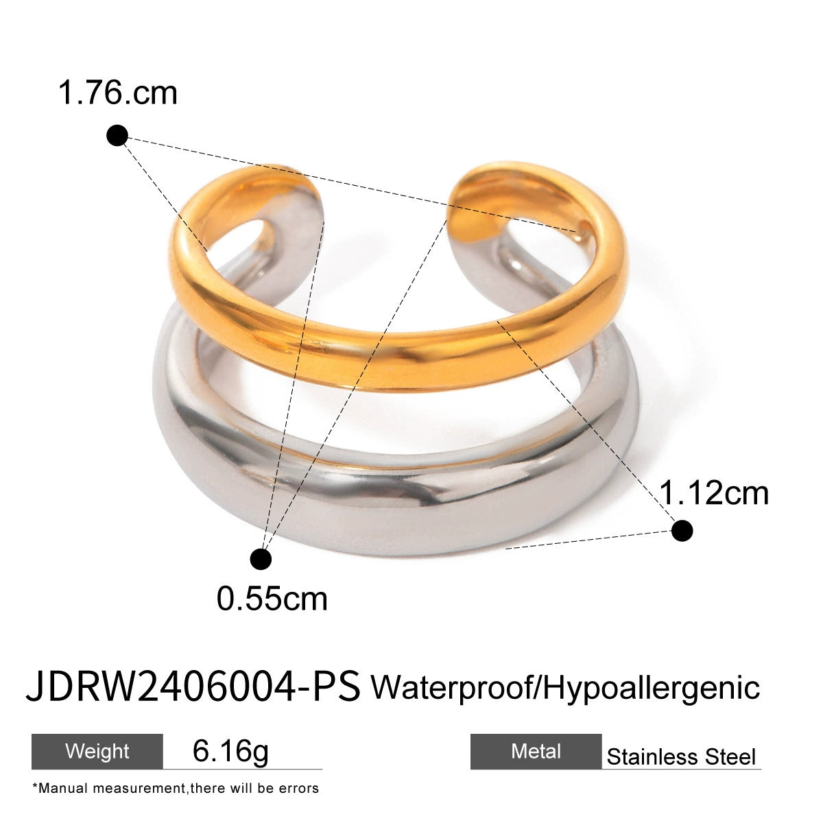 Kaniyah Two-Tone Titanium Ring - JDRW2406004-PS [SZ7JR5CG]
