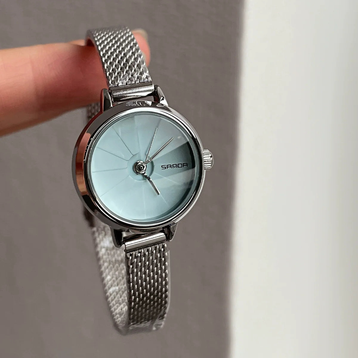 Caylin Crystal Quartz Watch - Light Blue Round Dial