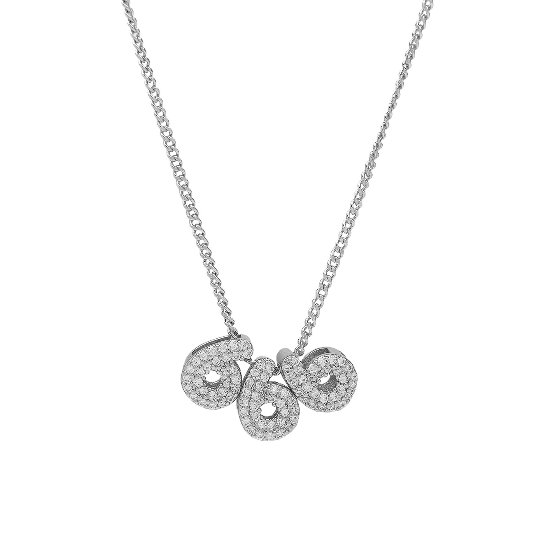 Christie Angel Number Pendant Necklace - 666 Silver [NQSGVTQQ]