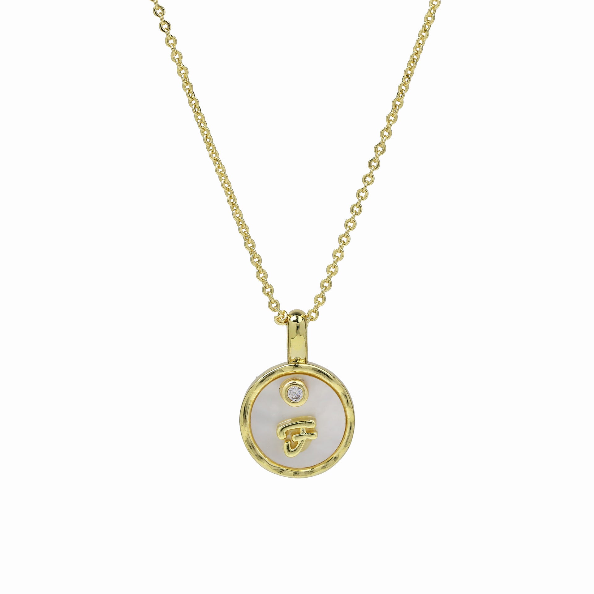 Haset Cursive Initial Pearl Necklace - Initial F [SWXWVQG6]