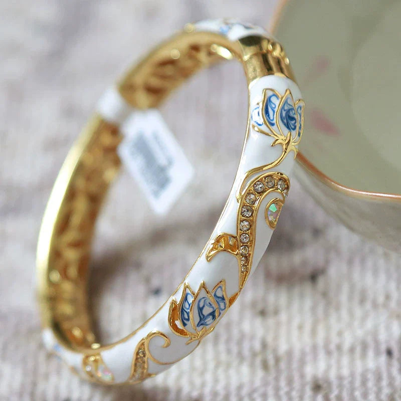 Jenny CloisonnŽ Lotus Bangle - 6cm Celadon Blue