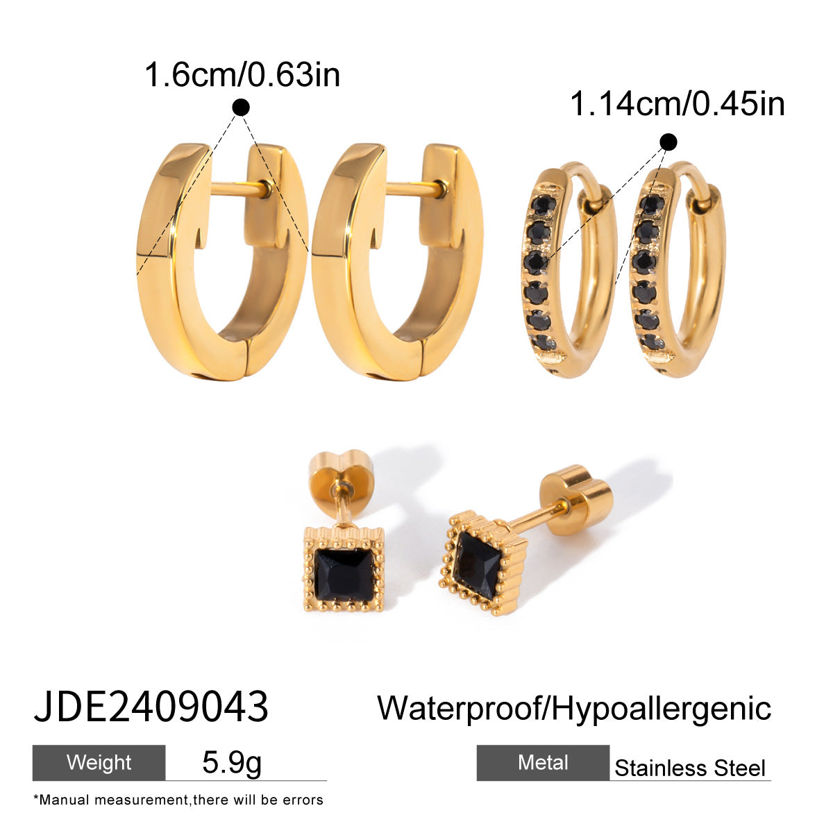 Kaiah Three-Pair Earring Set - JDE2409043 [BSMA70GD]
