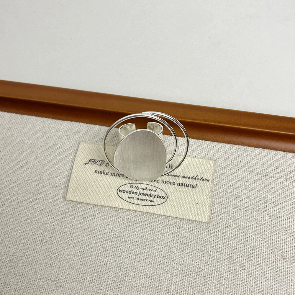 Gwendolynn Sculptural Open Ring - Silver Large [1Z21NCNJ]