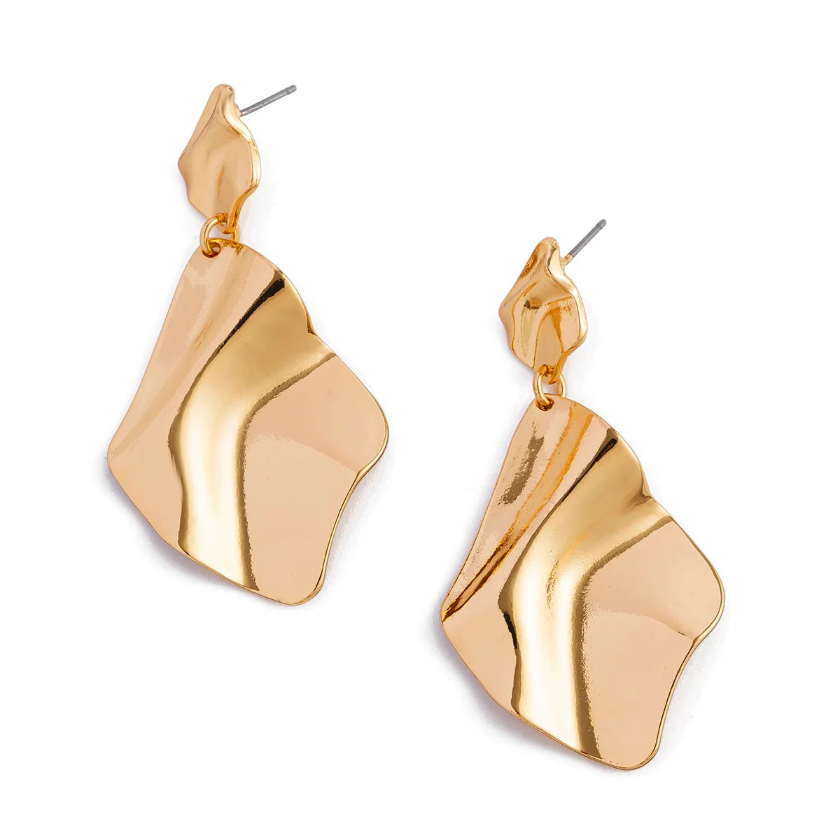 Azlyn Pleated Diamond Earrings - Gold