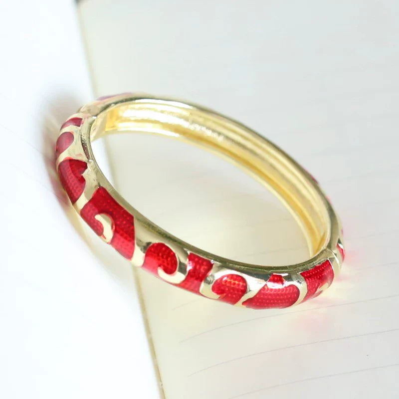 Raleigh Floral Enamel Bracelet - Red