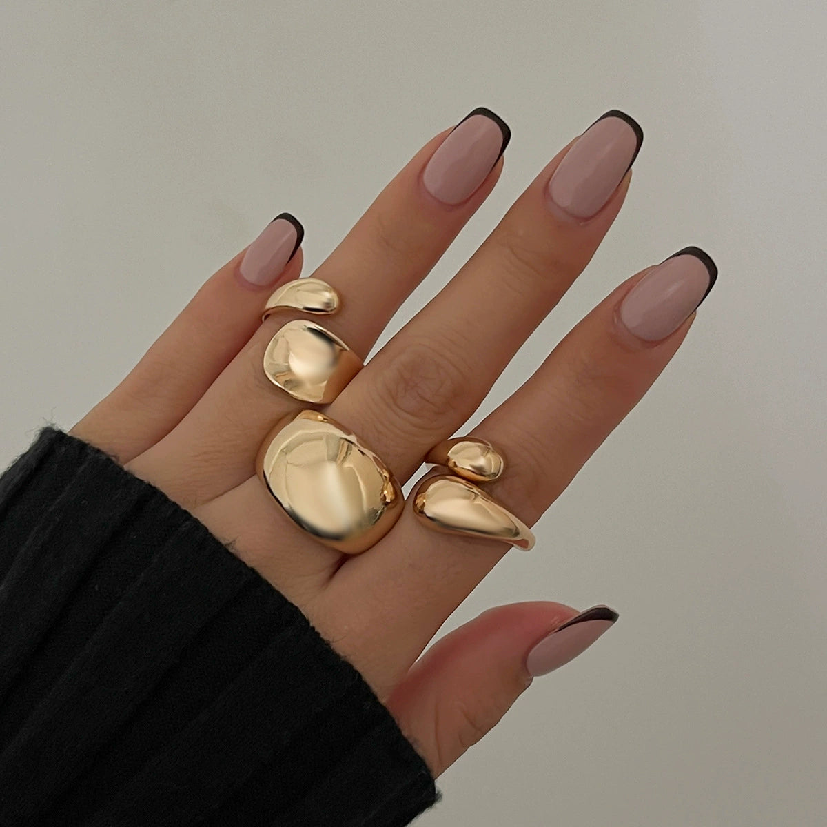Zyaire Metal Glossy Ring Set - Style 09 Light Gold 3-piece Set [9X7UN28N]