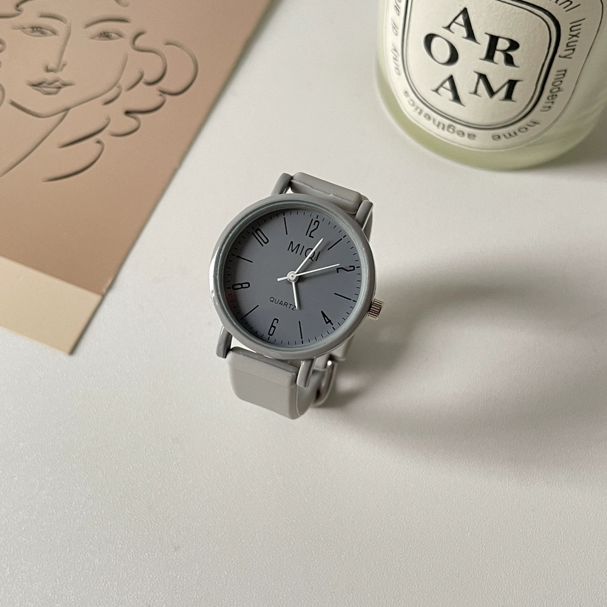 Ariana Modern Square Wrist Watch - Haze Grey Round Dial [NG42HJ0P]
