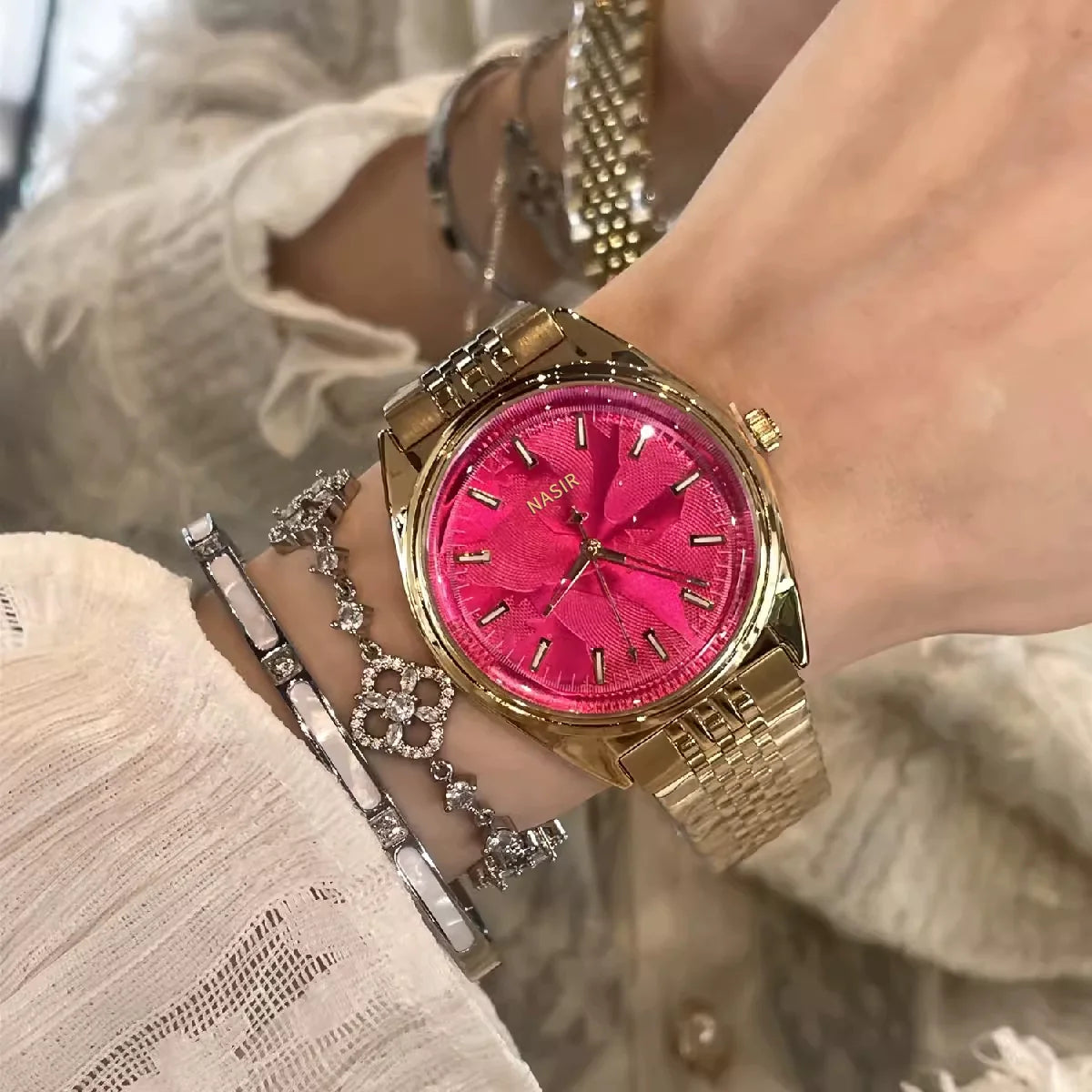 Evalee Large Dial Quartz Watch - Pitaya