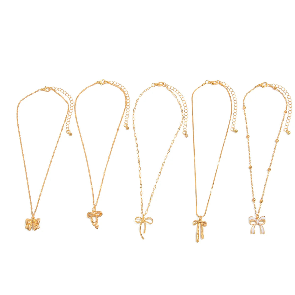 Chantel Delicate Bow Necklace Set - Gold