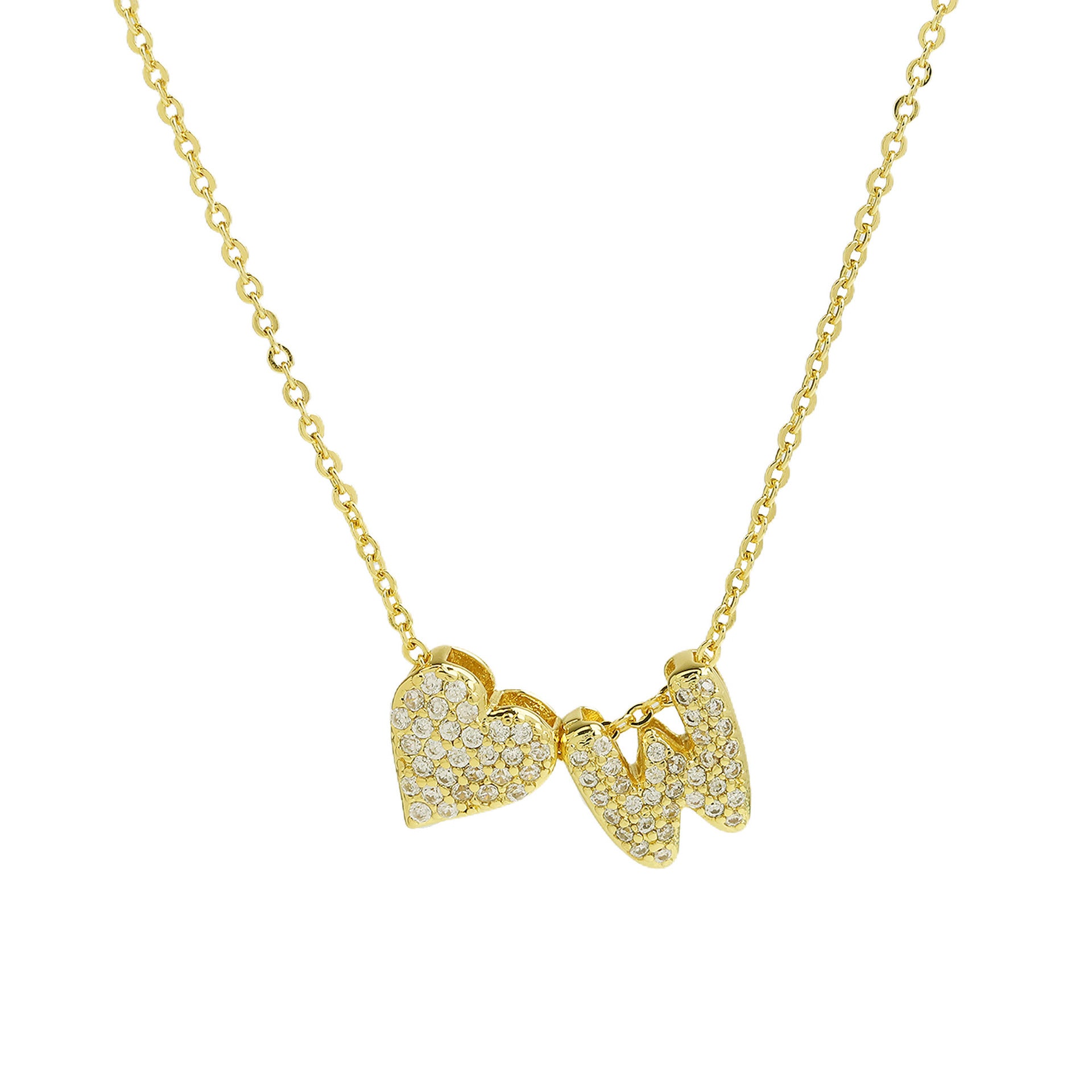 Riley Zircon Bubble Initial Necklace - W Initial [0A30R7H3]