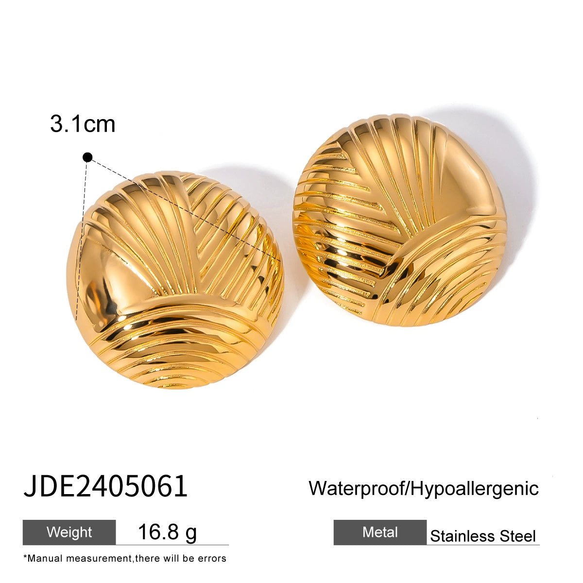 Jaycie Gold Ribbed Asymmetric Earrings - JDE2405061 Variant [N4H88IN1]