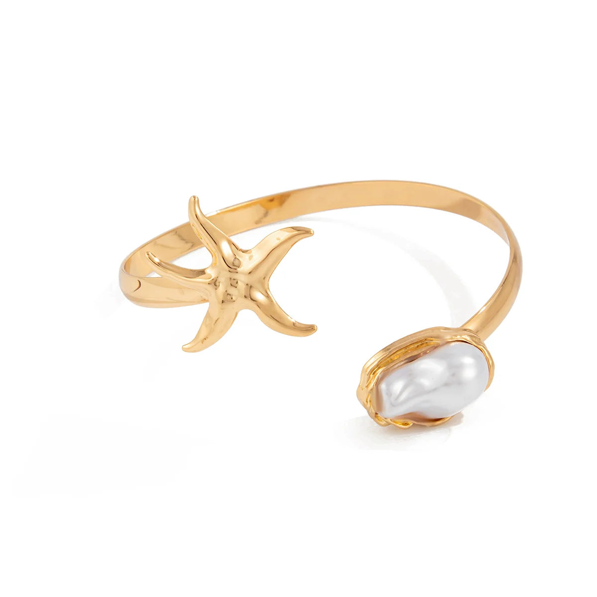 Jewell Ocean Cuff Bracelet - Gold Starfish Imitation Pearl