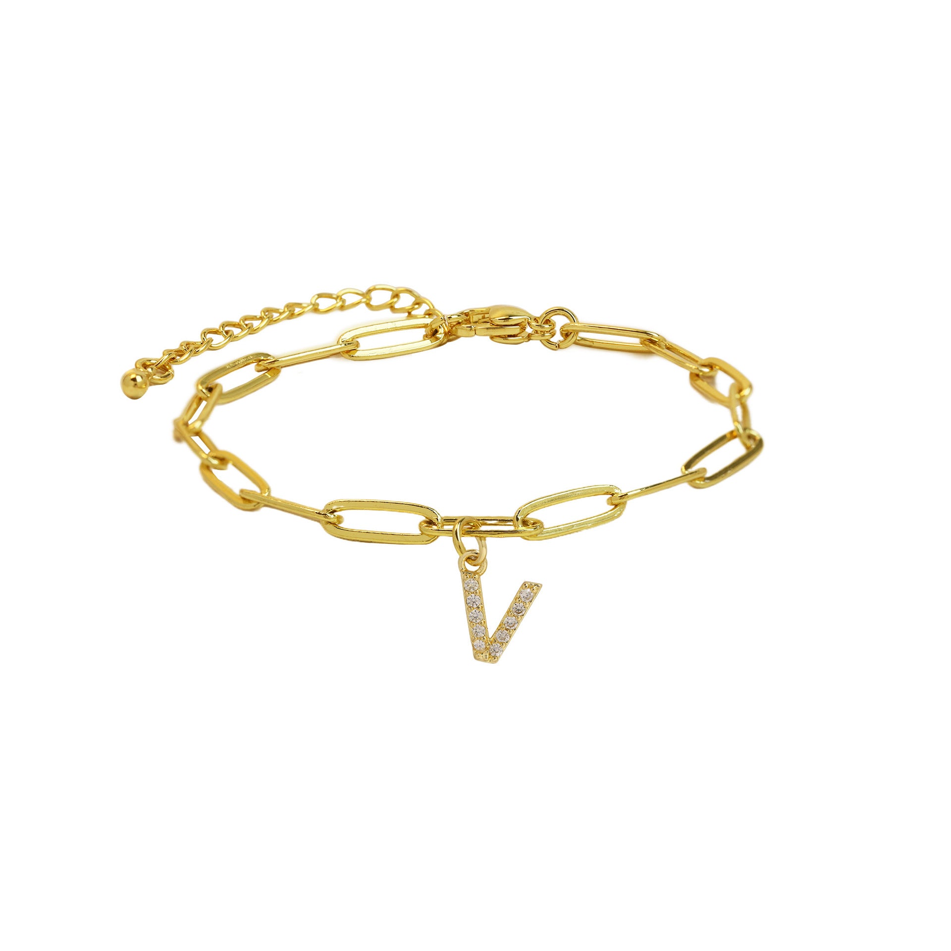 Jenessa Micro Inlay Letter Bracelet - V [BMCU8O59]