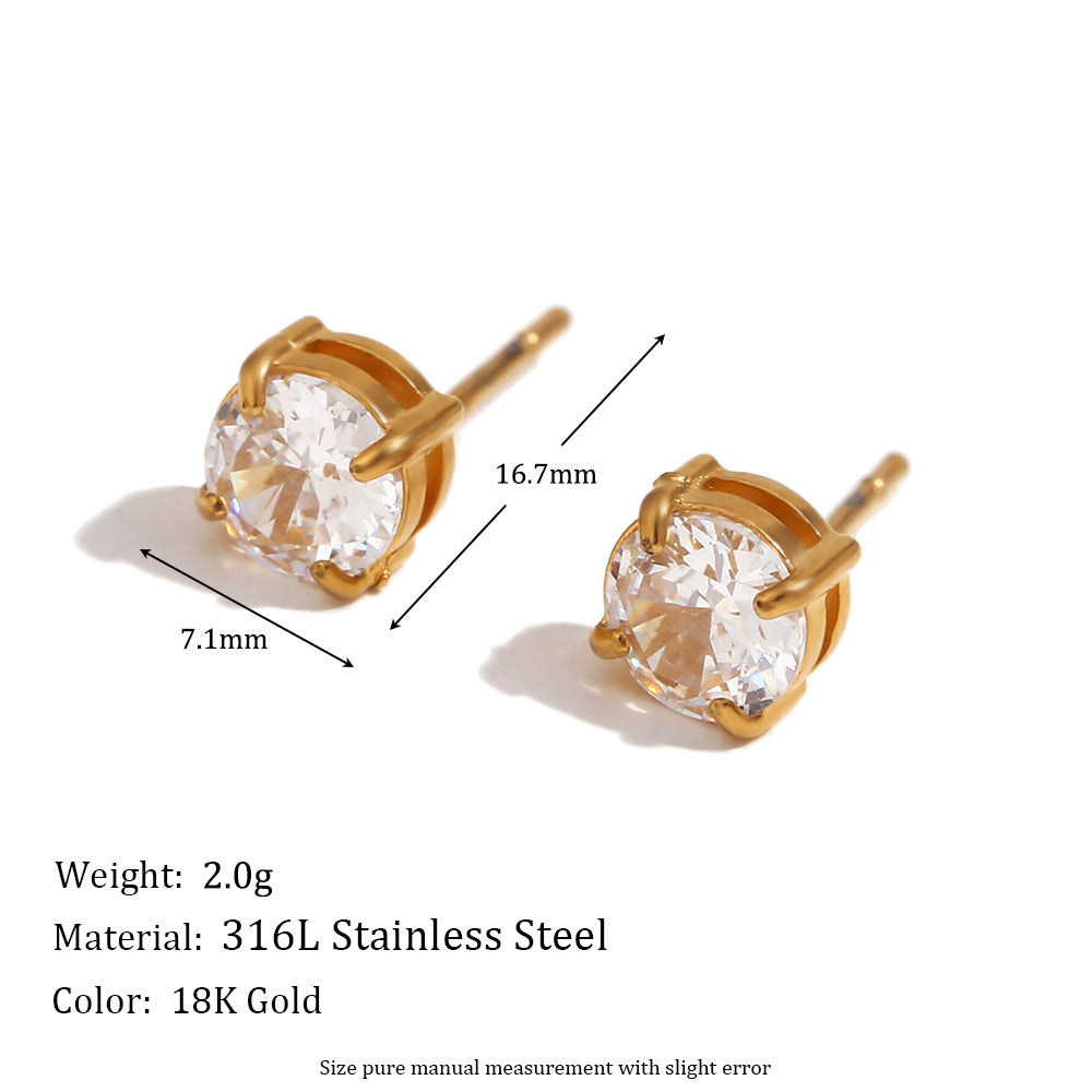 Dua Zircon Paperclip Jewelry Set - Round Zircon Stud Earrings [ZUVPUO5Q]
