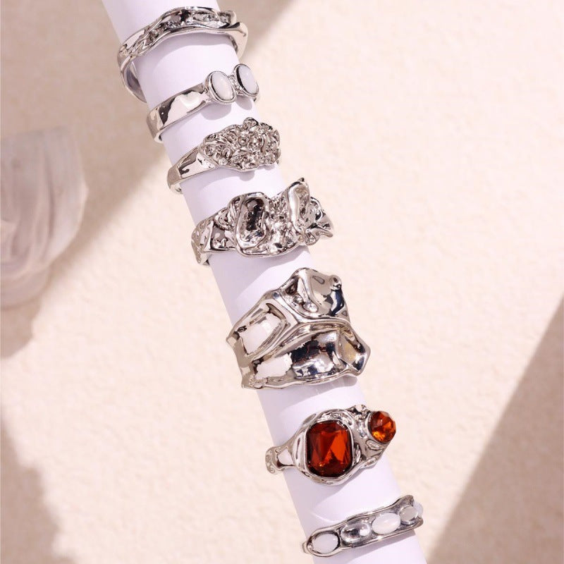 Katharina Resin Ring Set - Silver Tone [23CQTQR1]