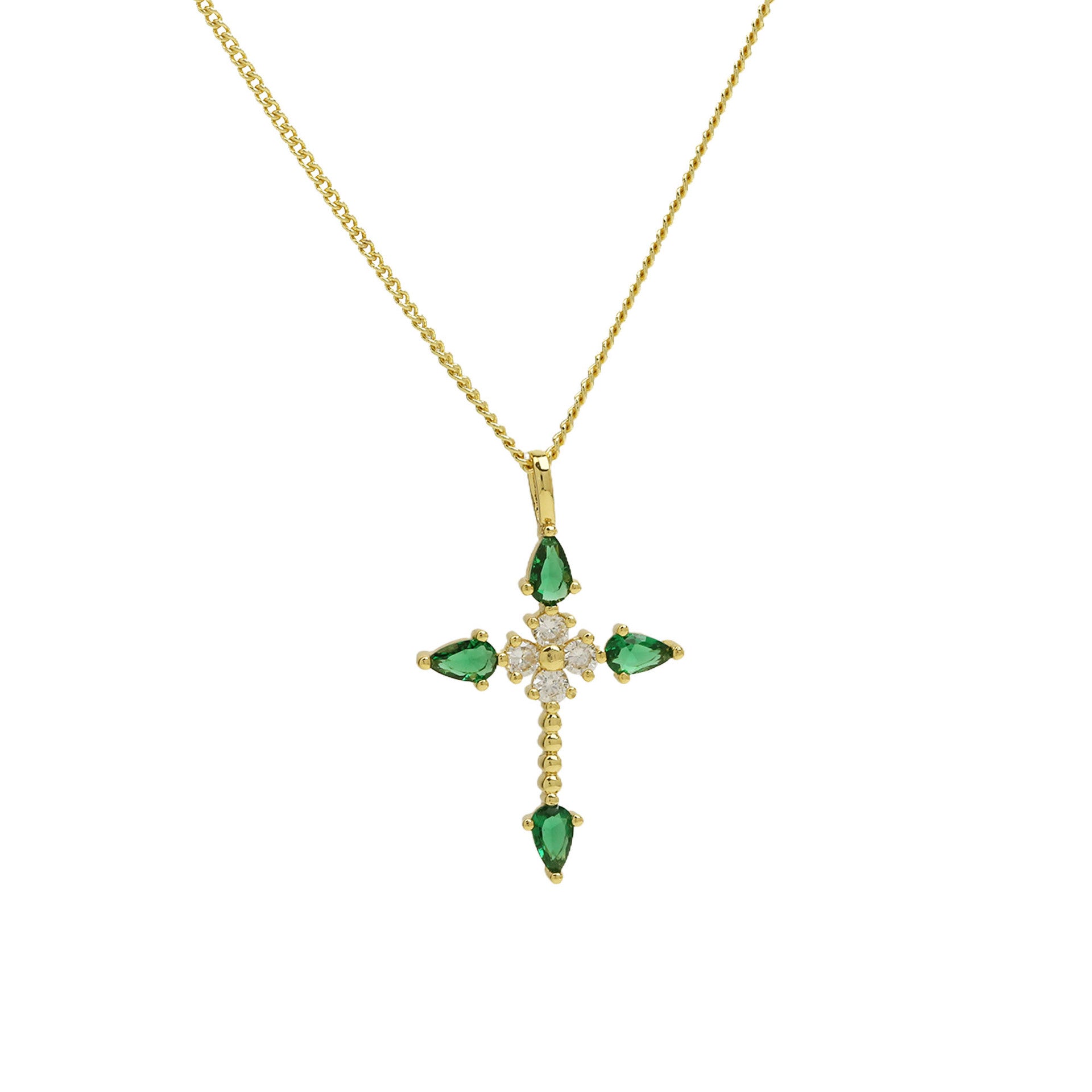 Malinda Zircon Cross Necklace - Green Zircon Necklace [ERVJ86VX]