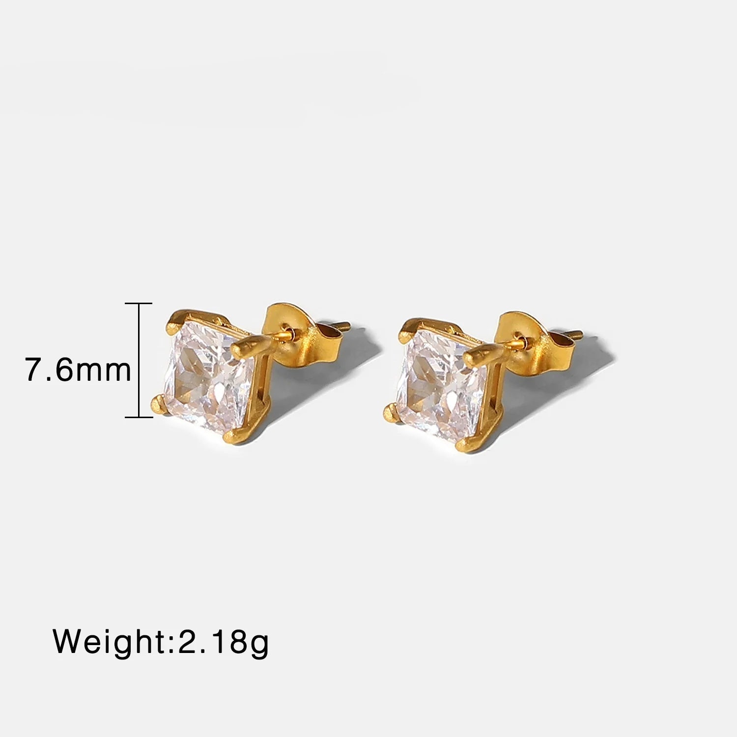 Evette Square Zircon Stud Earrings - White