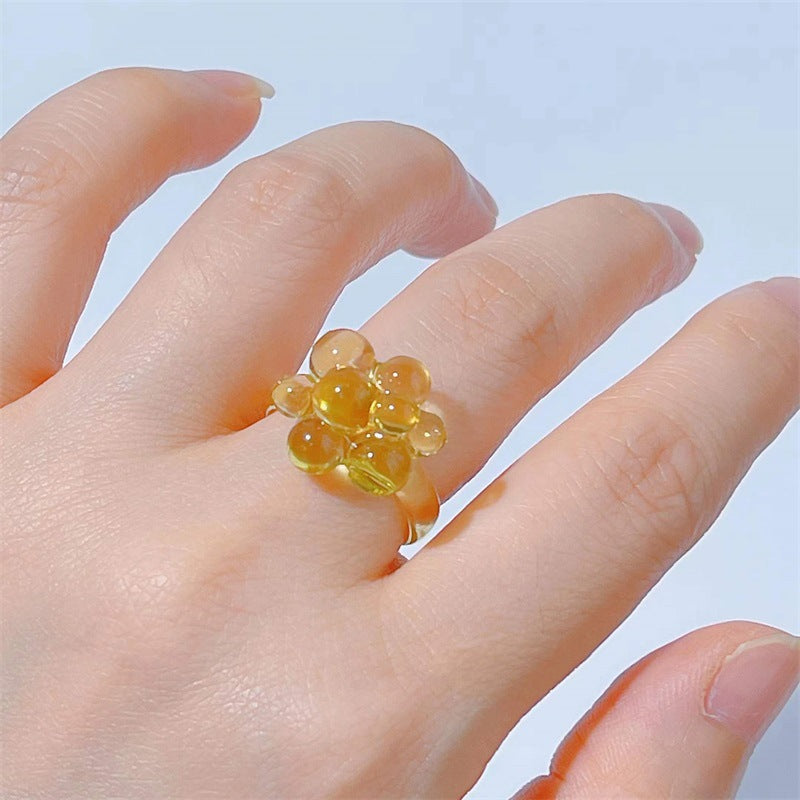 Gionna Acrylic Flower Ring - Small Yellow [P5EP7THI]