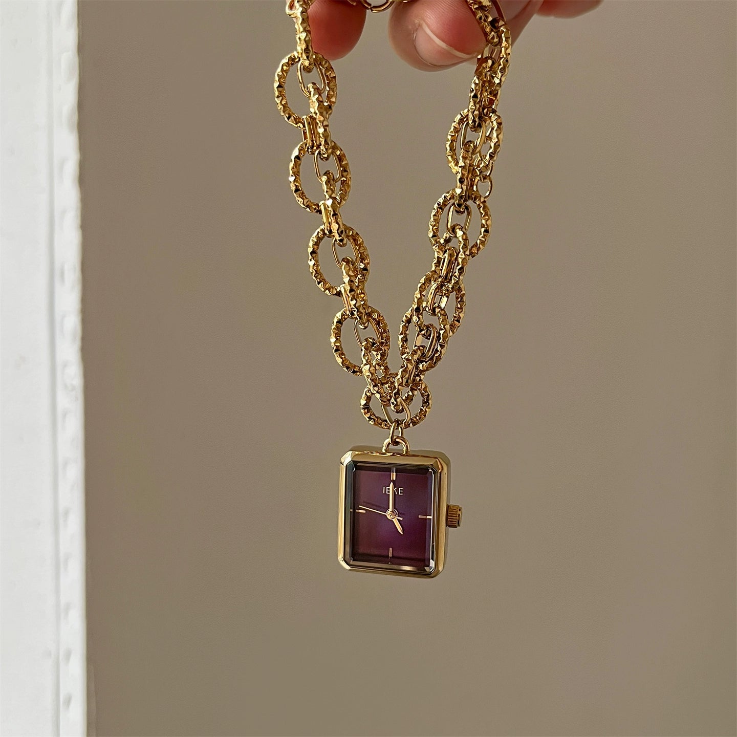 Kadyn Elegant Square Bracelet Watch - Gold Strap Red Face [TAB9634Q]
