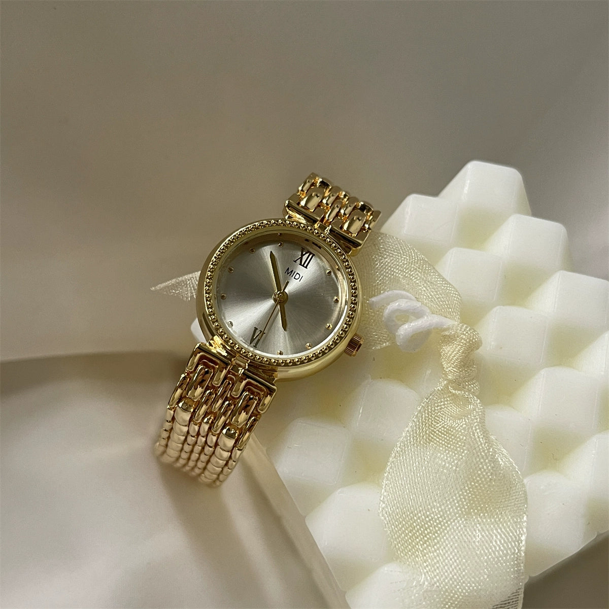 Taleah Delicate Steel Watch - Gold Band White Face [NS4X2PHN]