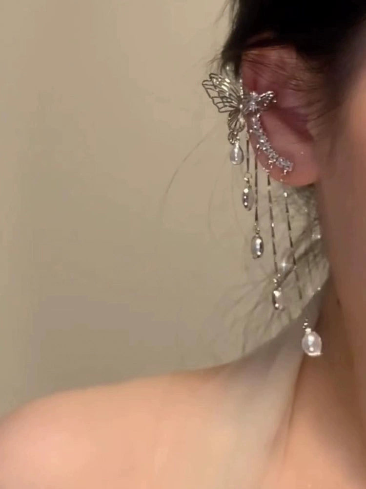 Eleen Butterfly Tassel Ear Cuff - Single Right Ear [QBEJ9WSZ]