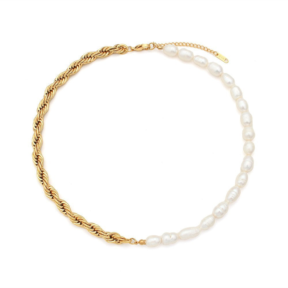 Siyona Freshwater Pearl Collection - Asymmetric Twisted Rope Pearl Necklace [FE0RS6H0]