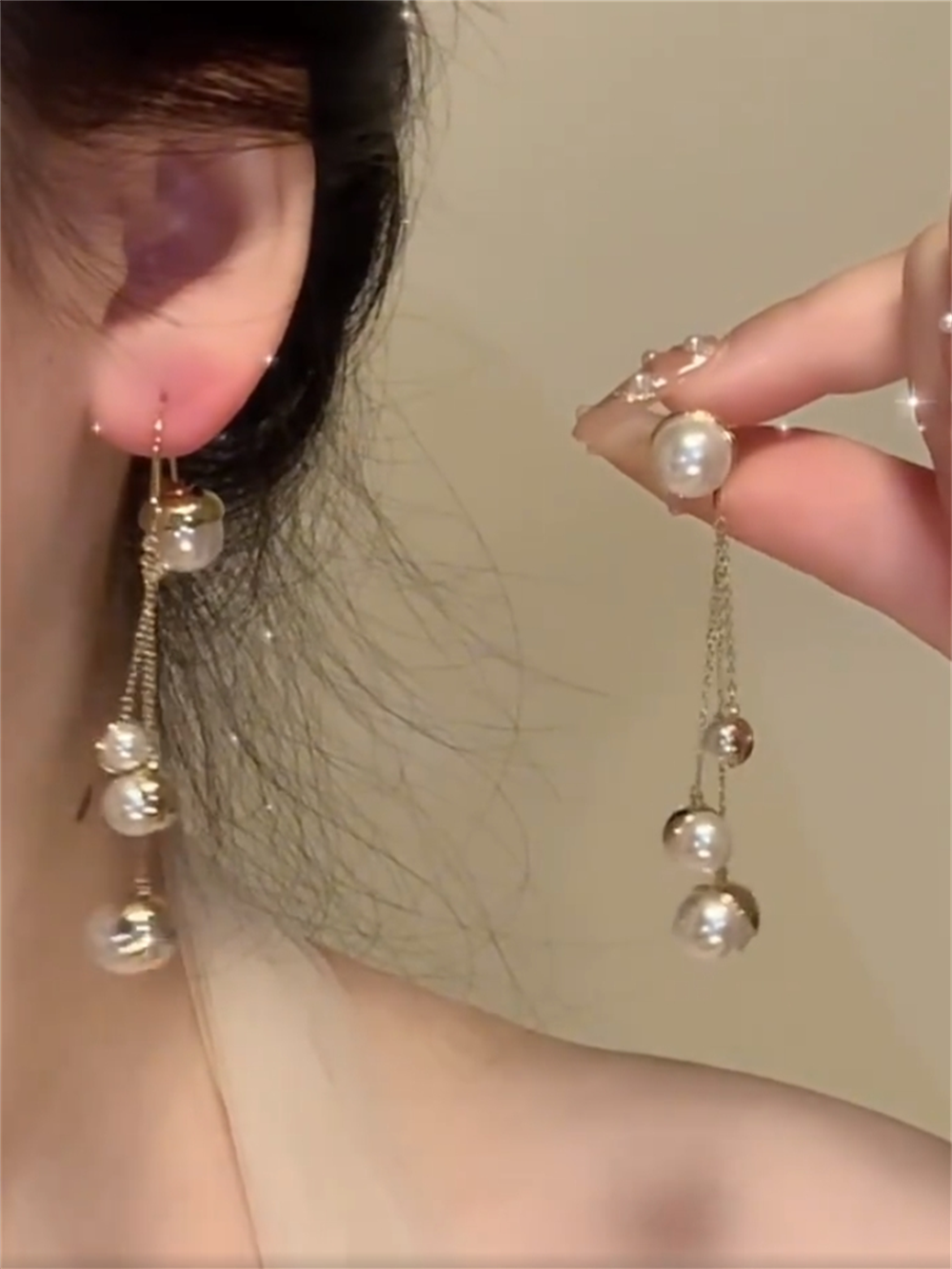 Mariya Pearl Tassel Earrings - Pearl