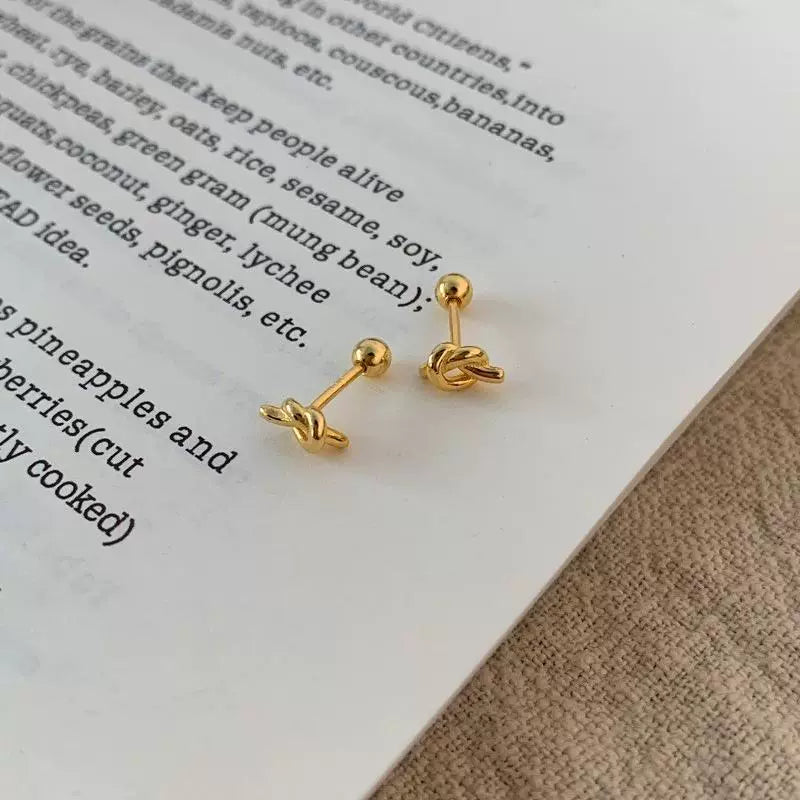 Ailany Petite Knot Stud Earrings - Gold Knot Stud Earrings
