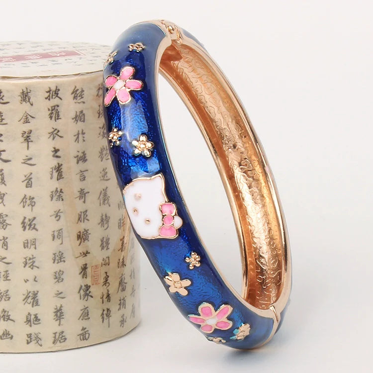 Porter Enamel Hello Kitty Bangle - Blue (4.7cm, Fixed Pattern)