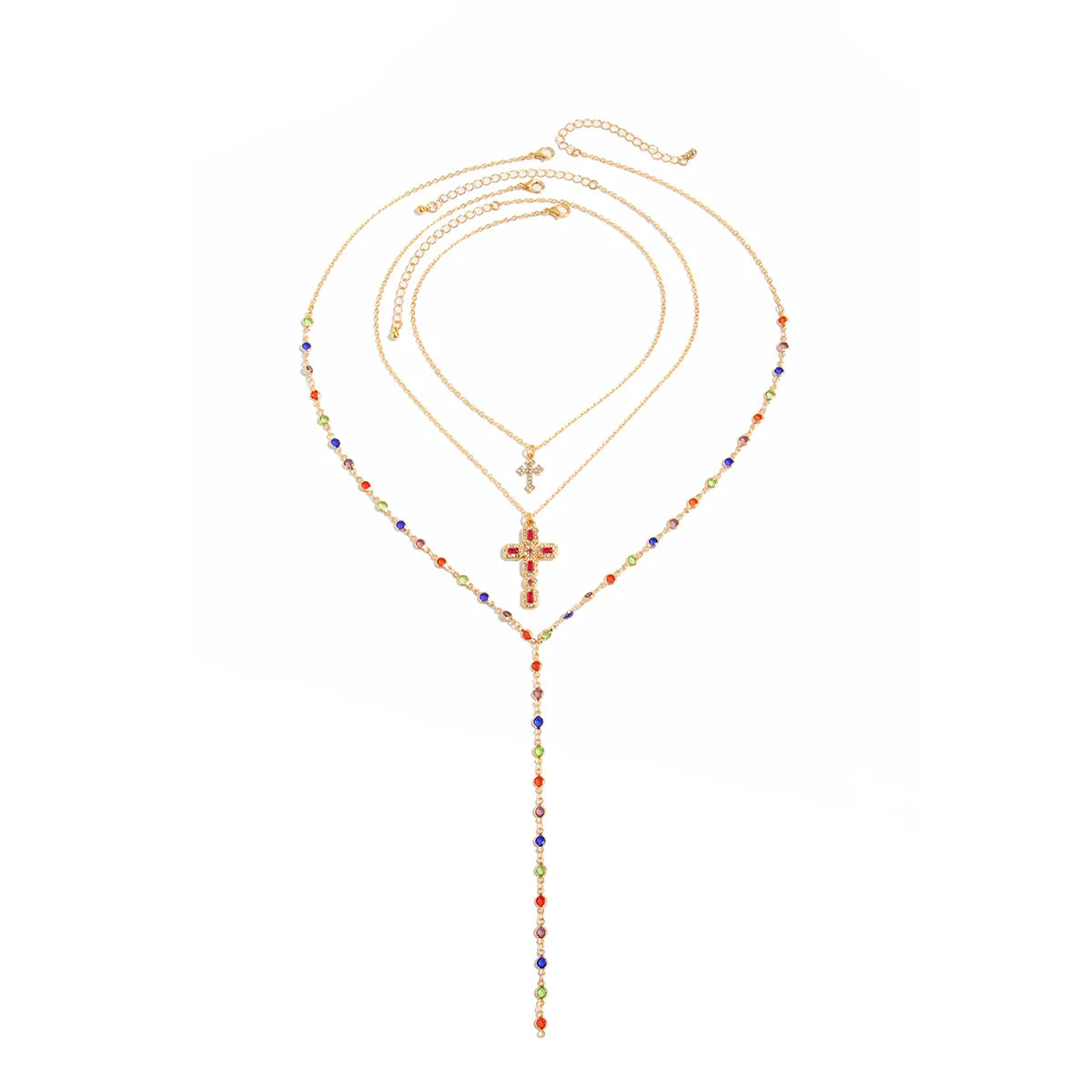 Callahan Layered Cross Crystal Necklace - Gold