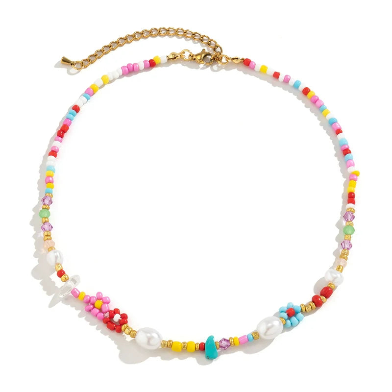 Aella Daisy Beaded Choker - Gold