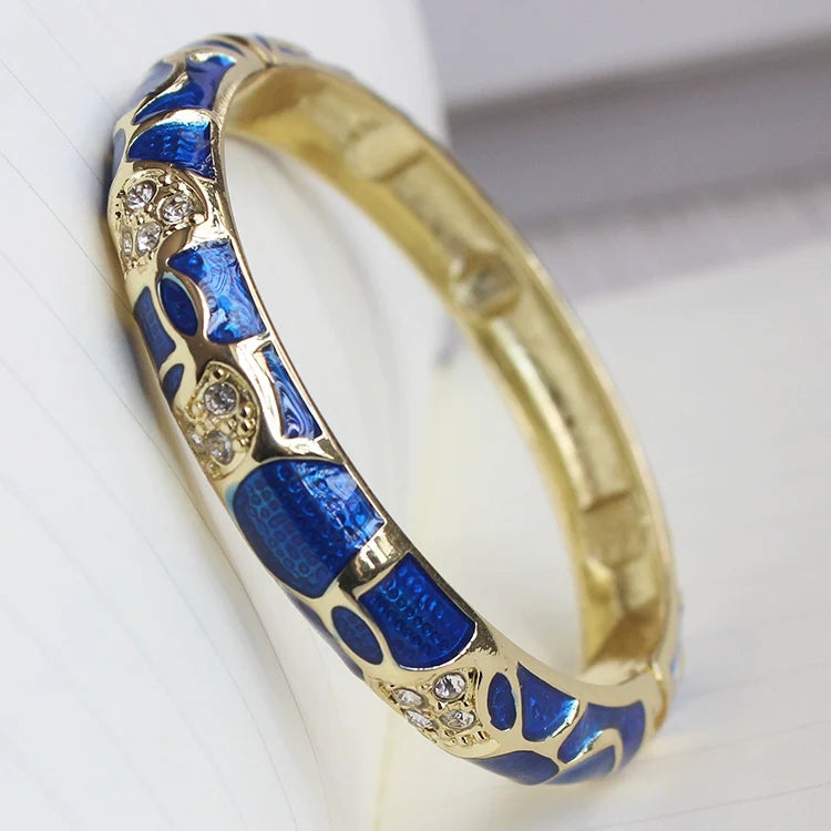Amarachi Delicate Enamel Bracelet - Dark Blue Geometric